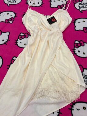 lace cut out white guess dress